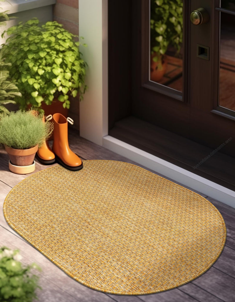 Patio Perfection Collection Area Rug - Veranda (Corn Harvest Yellow) Oval Corn Harvest Yellow  lifestyle 7
