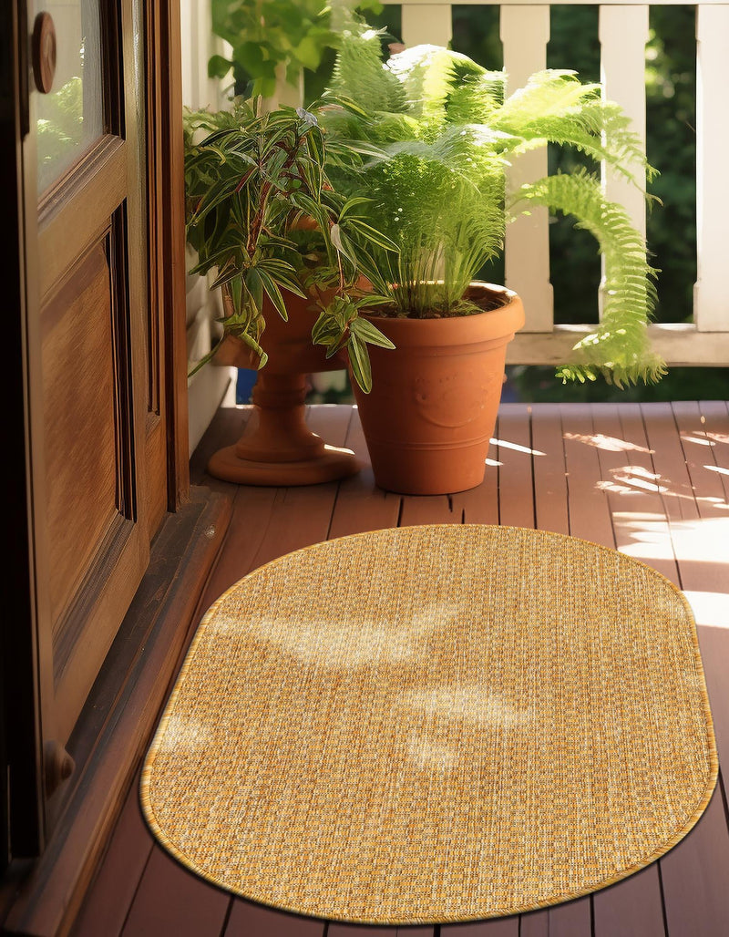 Patio Perfection Collection Area Rug - Veranda (Corn Harvest Yellow) Oval Corn Harvest Yellow  lifestyle 9