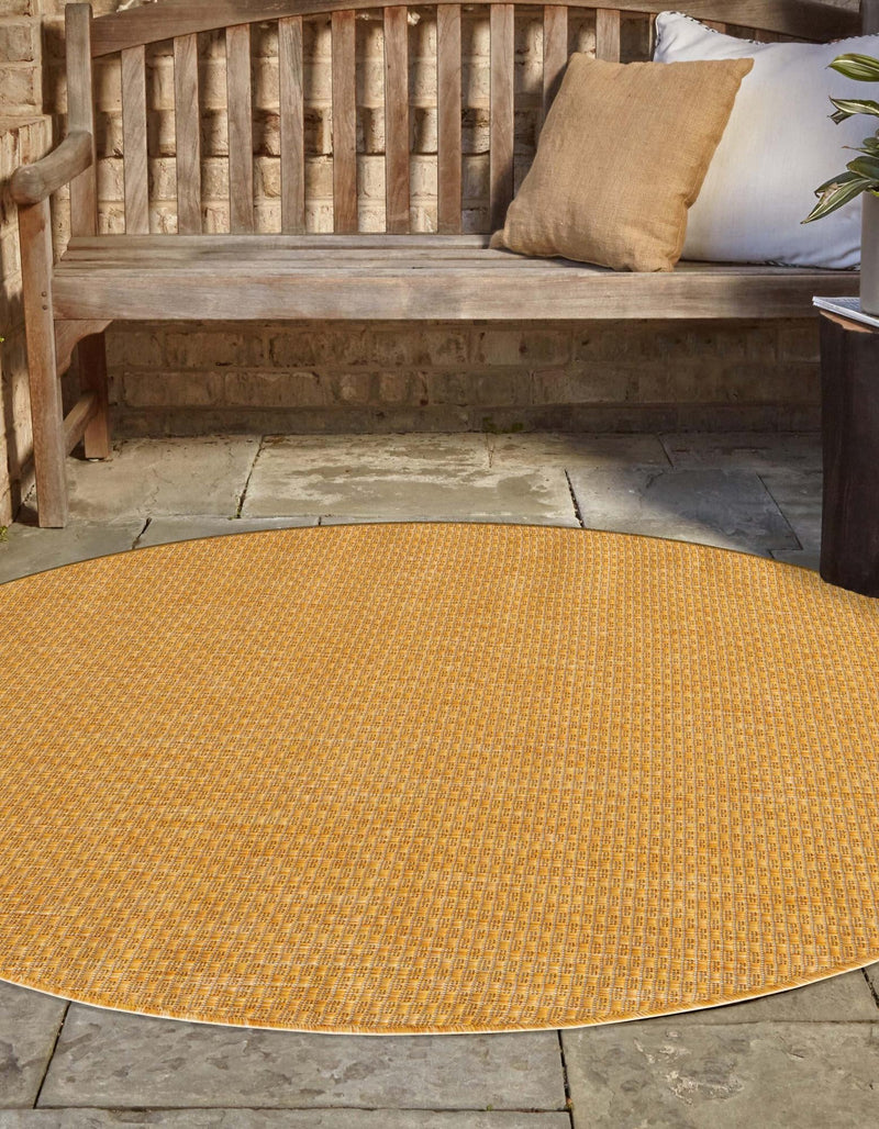 Patio Perfection Collection Area Rug - Veranda (Corn Harvest Yellow) Round Corn Harvest Yellow  lifestyle 2