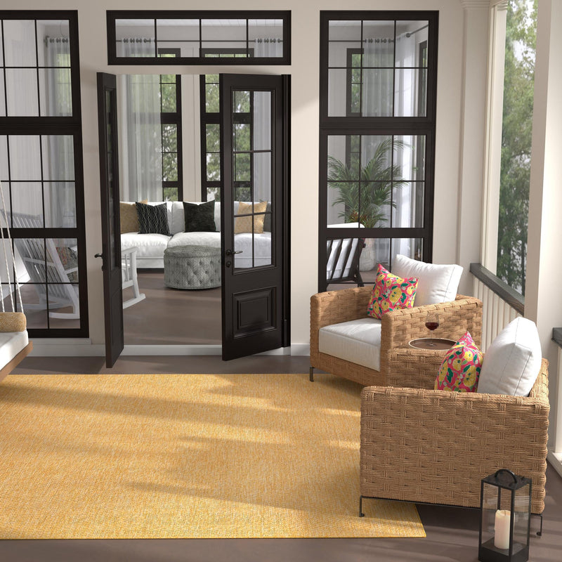Patio Perfection Collection Area Rug - Veranda (Corn Harvest Yellow) Square Corn Harvest Yellow  lifestyle 14
