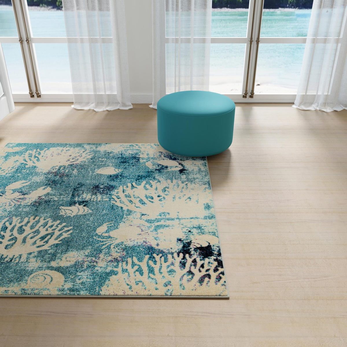 Sorrento Shores Collection Area Rug -  Vico Square Light Blue  lifestyle 97