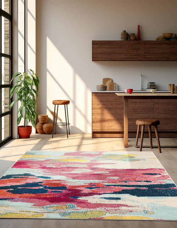 Marrakesh Elegance Collection Area Rug -  Skhirat Square Pink  lifestyle 48