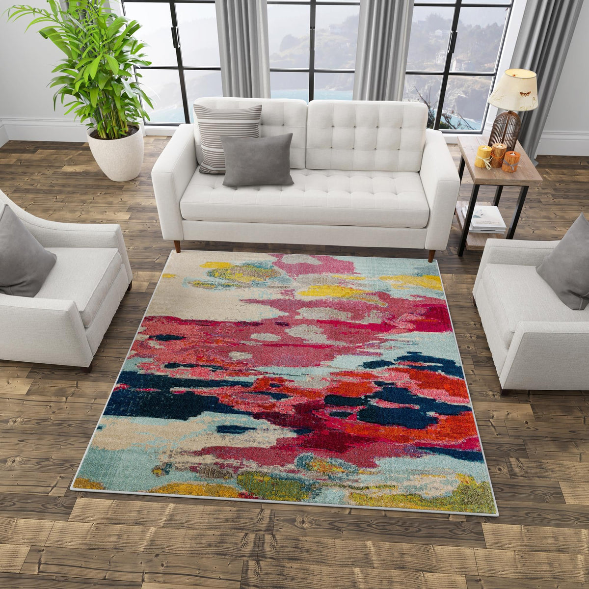 Marrakesh Elegance Collection Area Rug -  Skhirat Square Pink  lifestyle 105