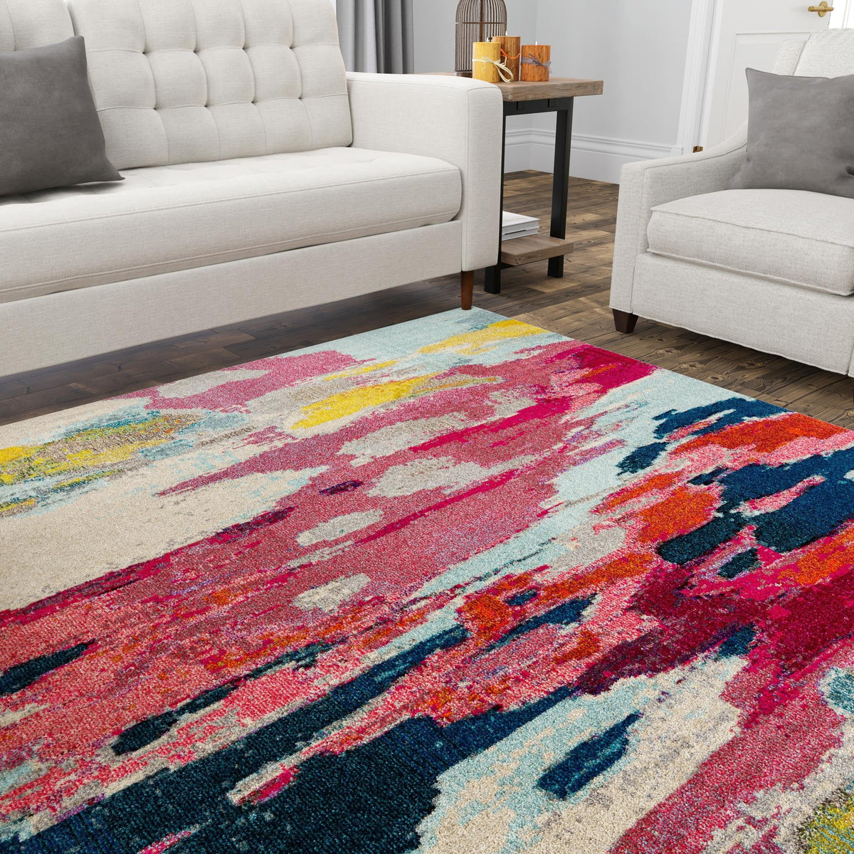 Marrakesh Elegance Collection Area Rug -  Skhirat Square Pink  lifestyle 110