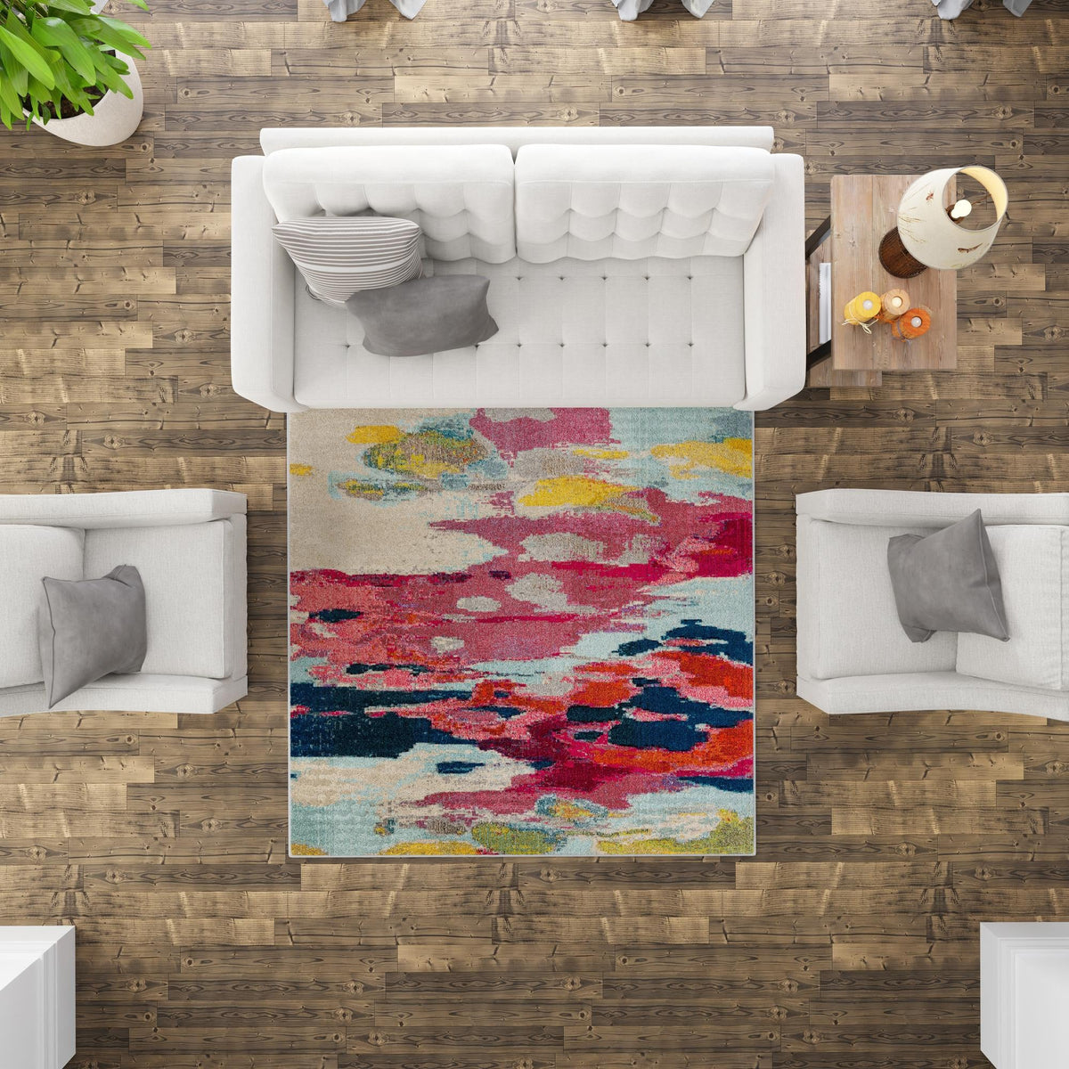 Marrakesh Elegance Collection Area Rug -  Skhirat Square Pink  lifestyle 115