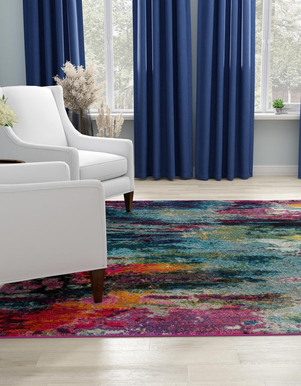 Chromatic Oasis Collection Area Rug -  Oasis Square Multi  lifestyle 32