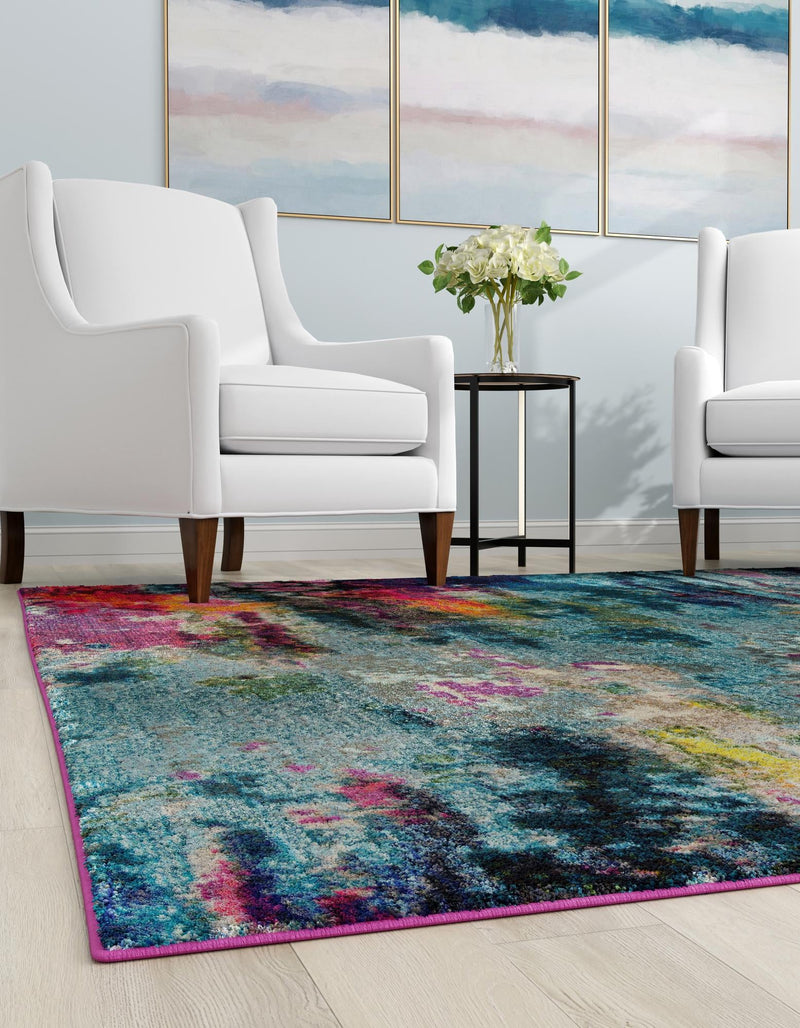 Chromatic Oasis Collection Area Rug -  Oasis Square Multi  lifestyle 37