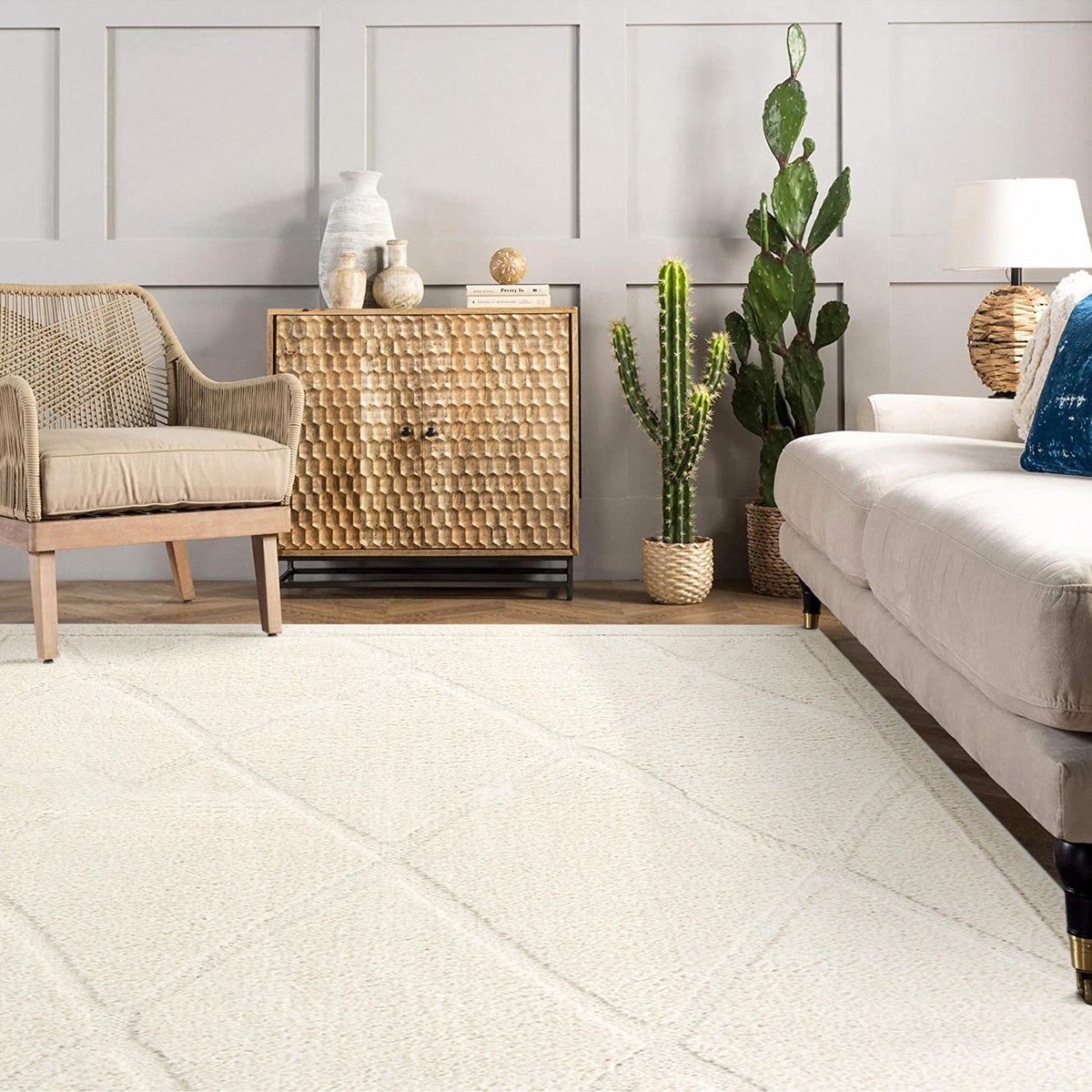 Trellis Haven Collection Area Rug - Havenwood Square Ivory  lifestyle 132