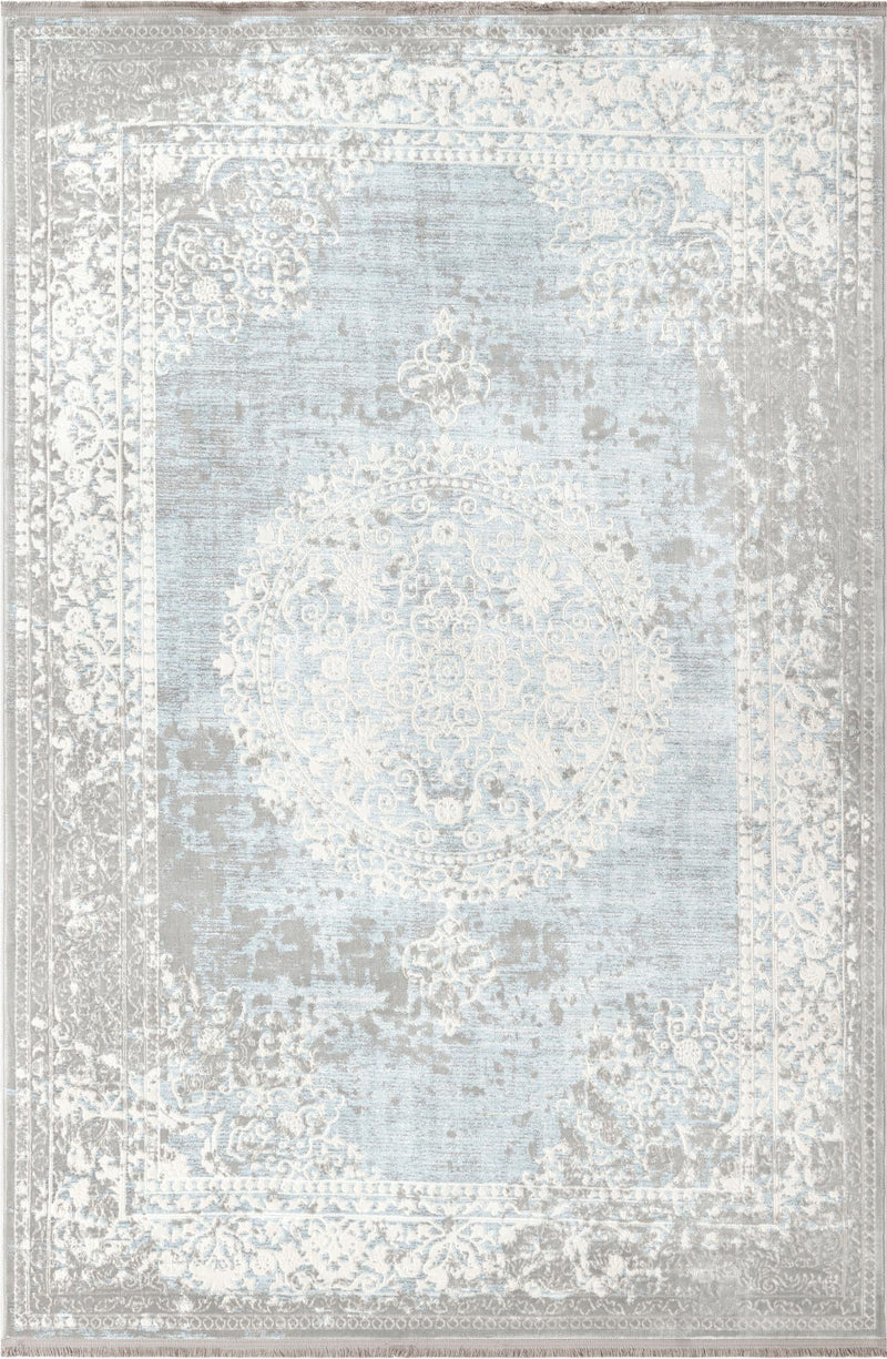 Rustic Charm Revival Collection Area Rug -  Meadowland Rectangle Light Blue  lifestyle 2