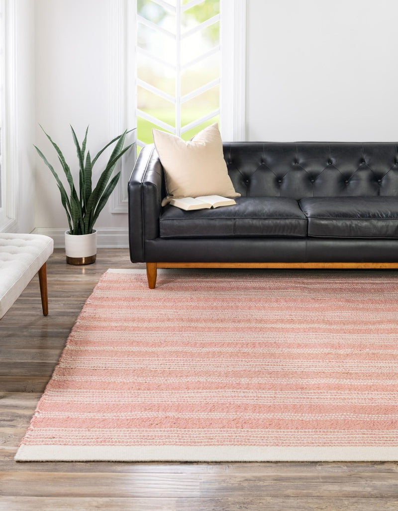 Coastal Weave Collection Area Rug - Marina Square Blush Pink  lifestyle 34