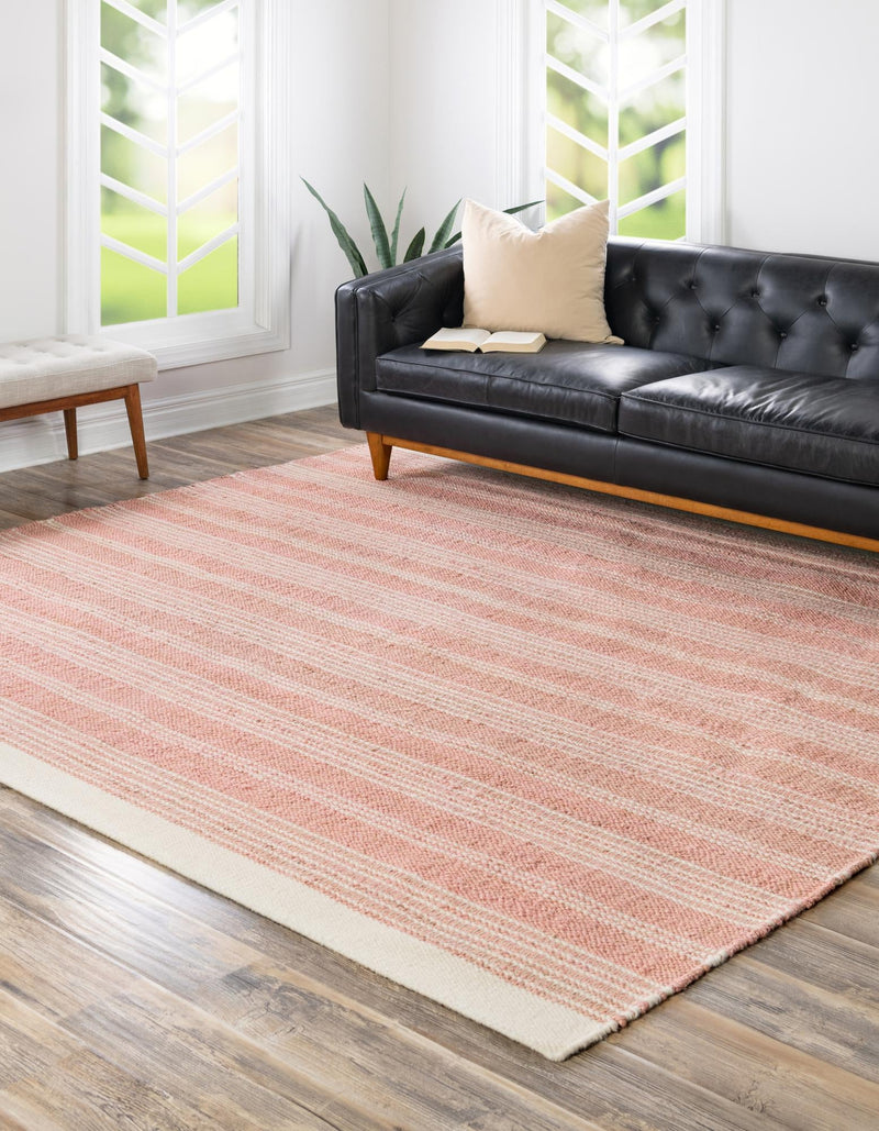 Coastal Weave Collection Area Rug - Marina Square Blush Pink  lifestyle 36