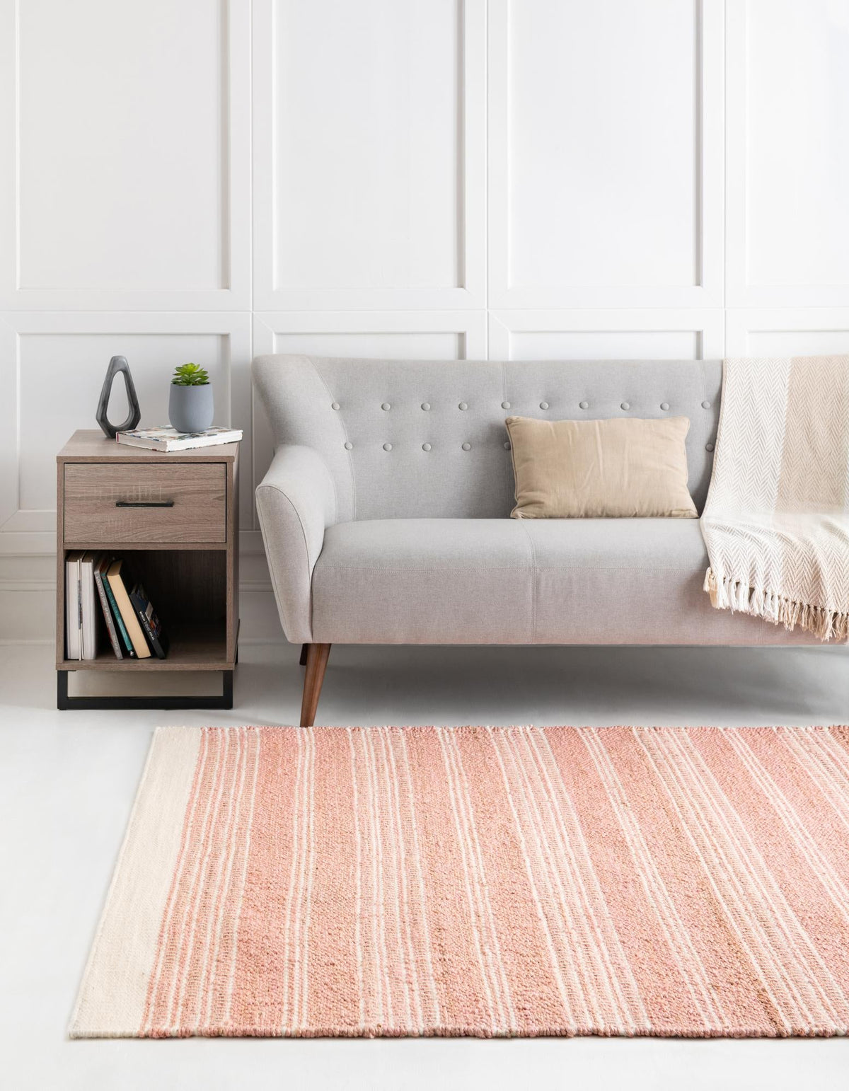 Coastal Weave Collection Area Rug - Marina Rectangle Blush Pink  lifestyle 4