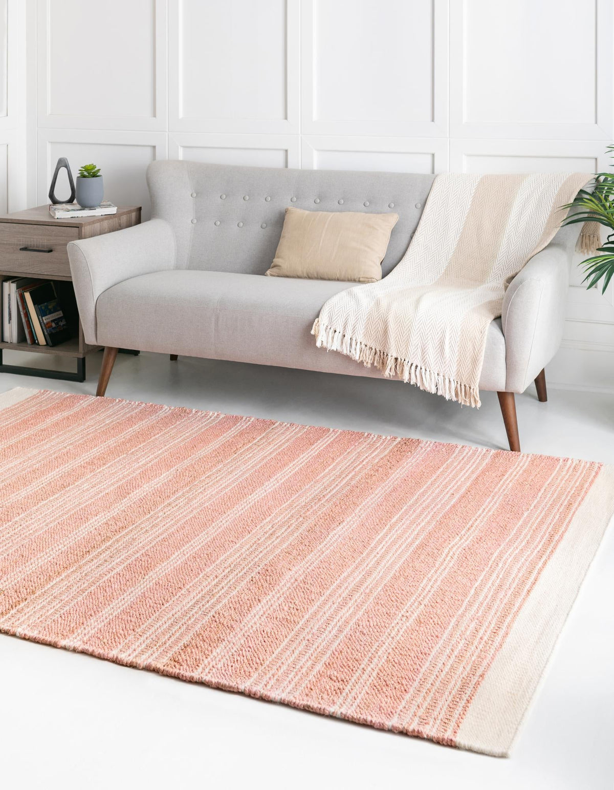 Coastal Weave Collection Area Rug - Marina Rectangle Blush Pink  lifestyle 6