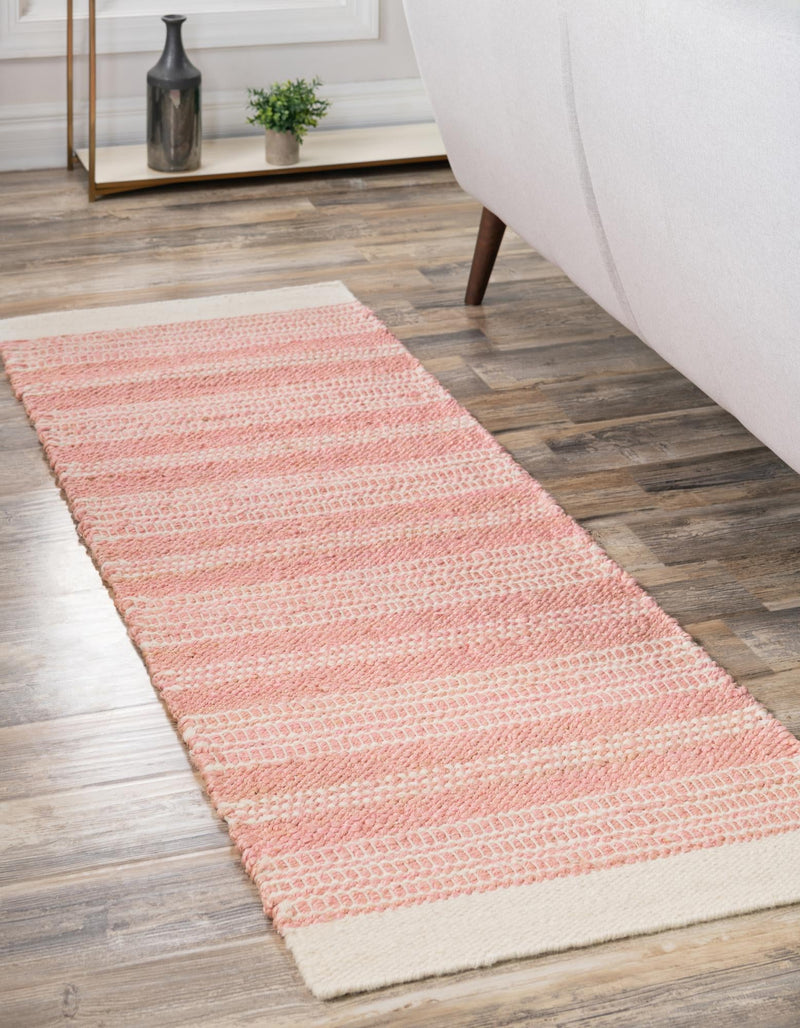 Coastal Weave Collection Area Rug - Marina Runner Blush Pink  lifestyle 71