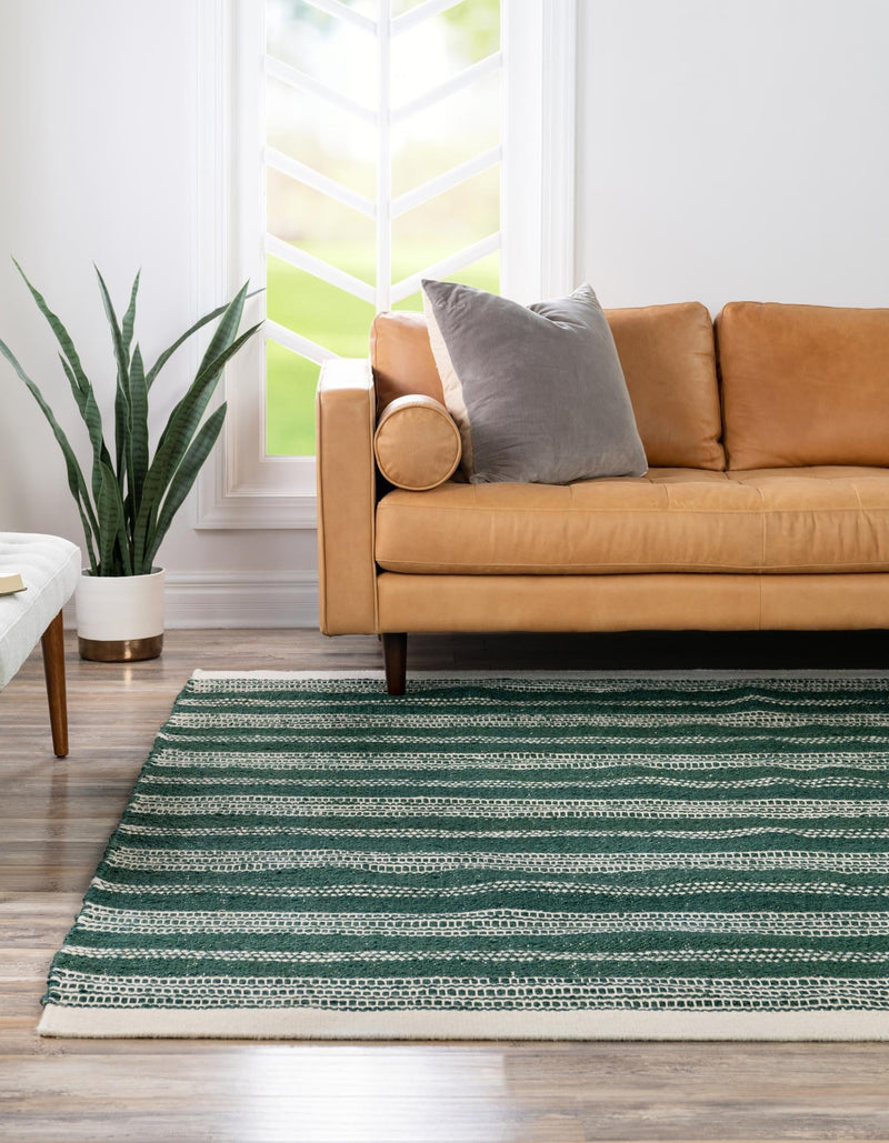 Coastal Weave Collection Area Rug - Marina Square Hunter Green  lifestyle 61