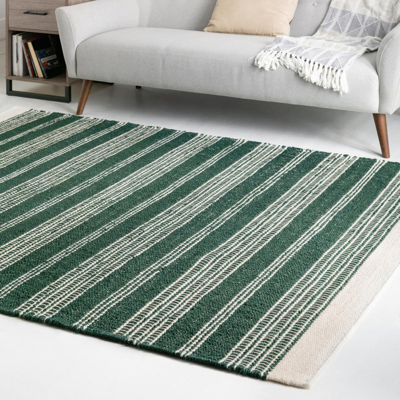 Coastal Weave Collection Area Rug - Marina Rectangle Hunter Green  lifestyle 48