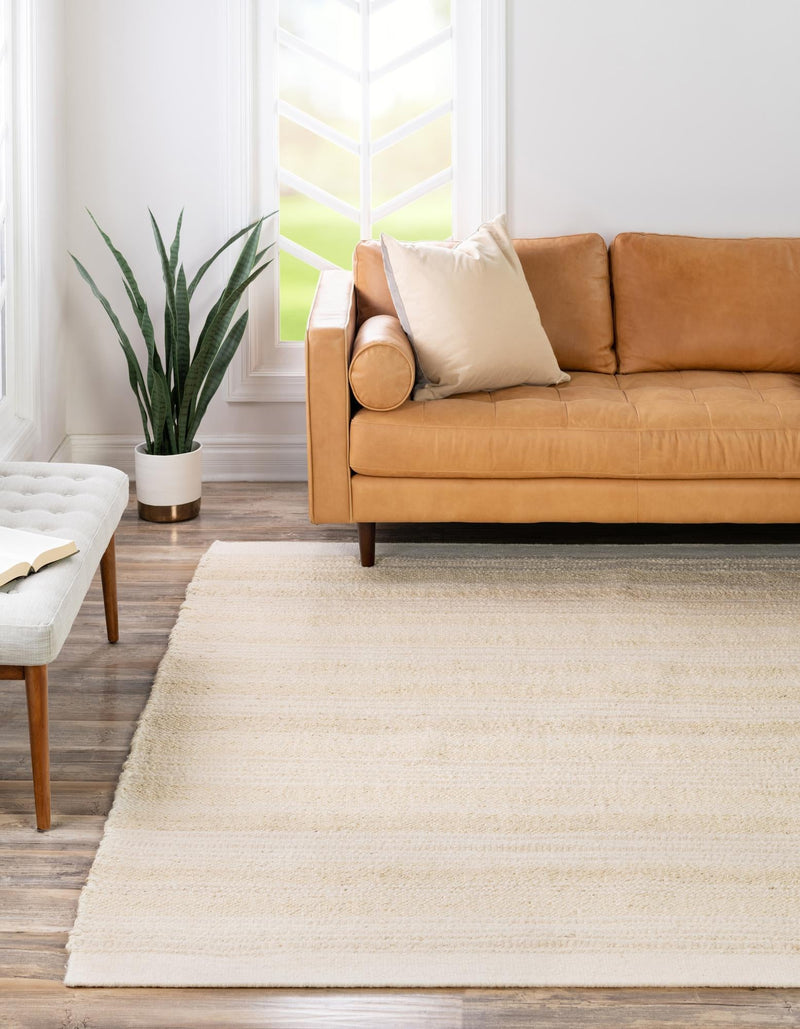 Coastal Weave Collection Area Rug - Marina Square Ivory and White  lifestyle 63