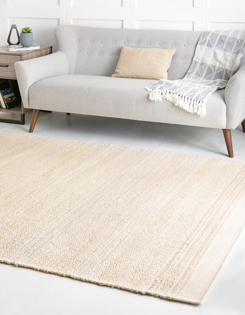 Coastal Weave Collection Area Rug - Marina Rectangle Ivory and White  lifestyle 14
