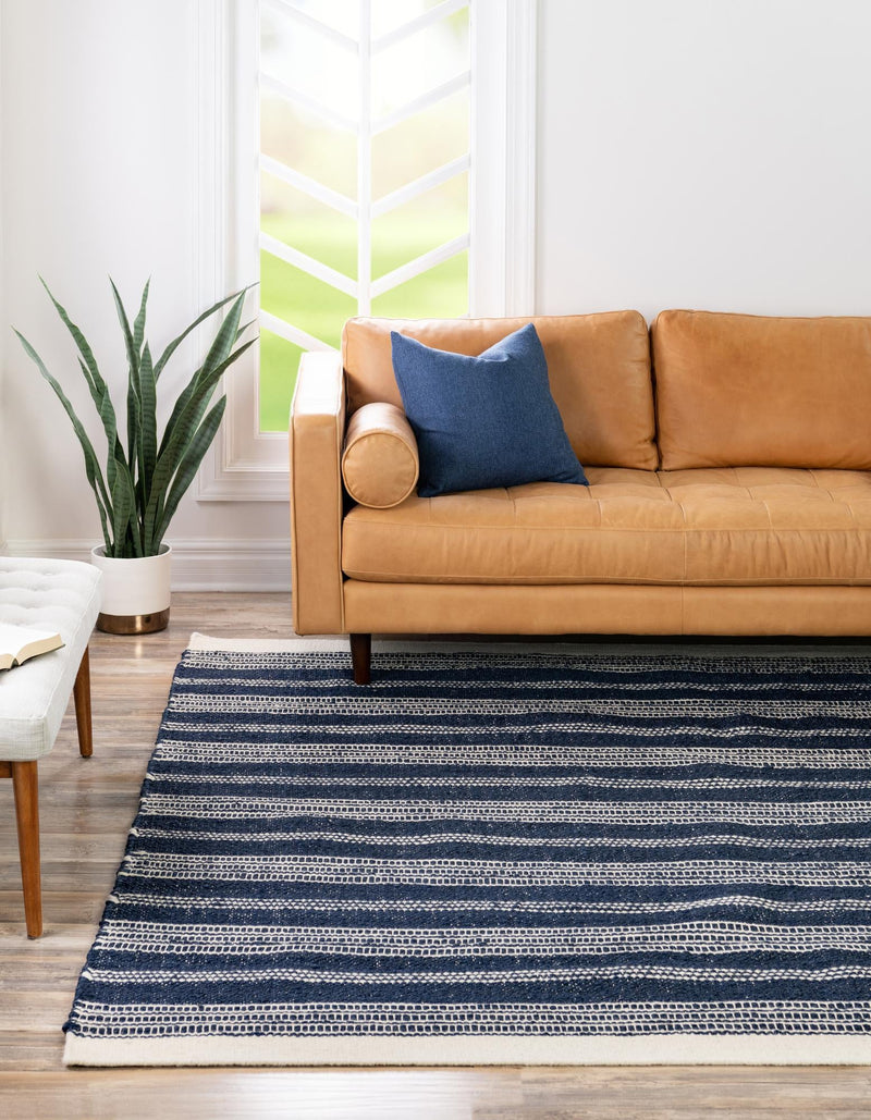 Coastal Weave Collection Area Rug - Marina Square Navy Blue  lifestyle 66