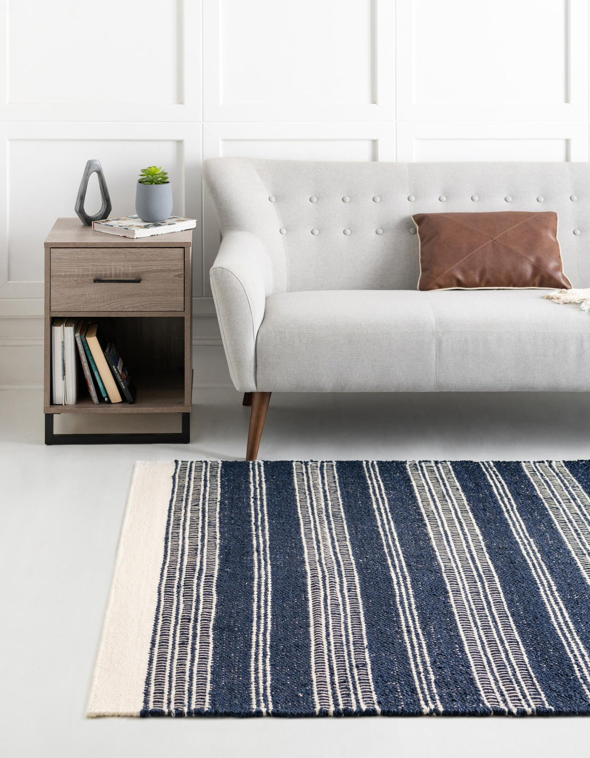 Coastal Weave Collection Area Rug - Marina Rectangle Navy Blue  lifestyle 3