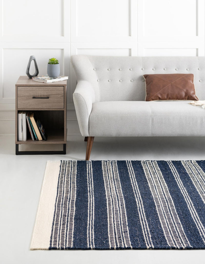 Coastal Weave Collection Area Rug - Marina Rectangle Navy Blue  lifestyle 3