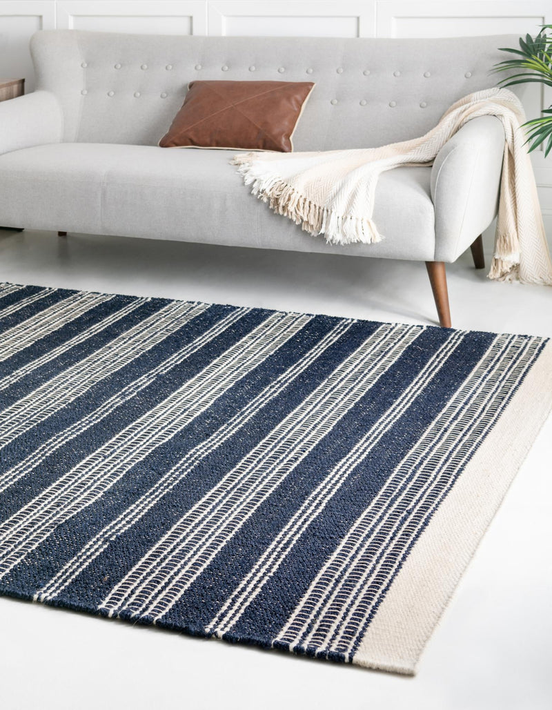 Coastal Weave Collection Area Rug - Marina Rectangle Navy Blue  lifestyle 5