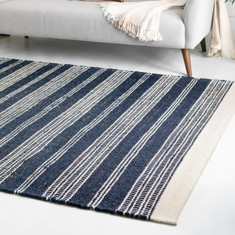Coastal Weave Collection Area Rug - Marina Rectangle Navy Blue  lifestyle 29