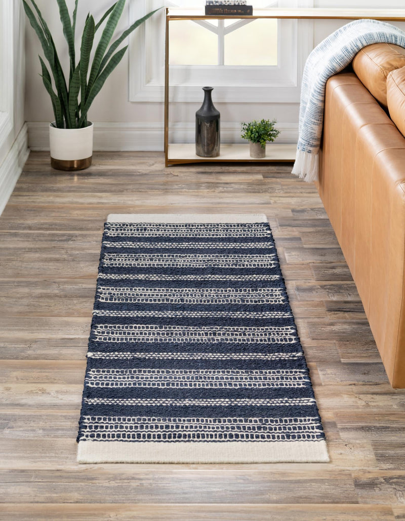Coastal Weave Collection Area Rug - Marina Runner Navy Blue  lifestyle 33