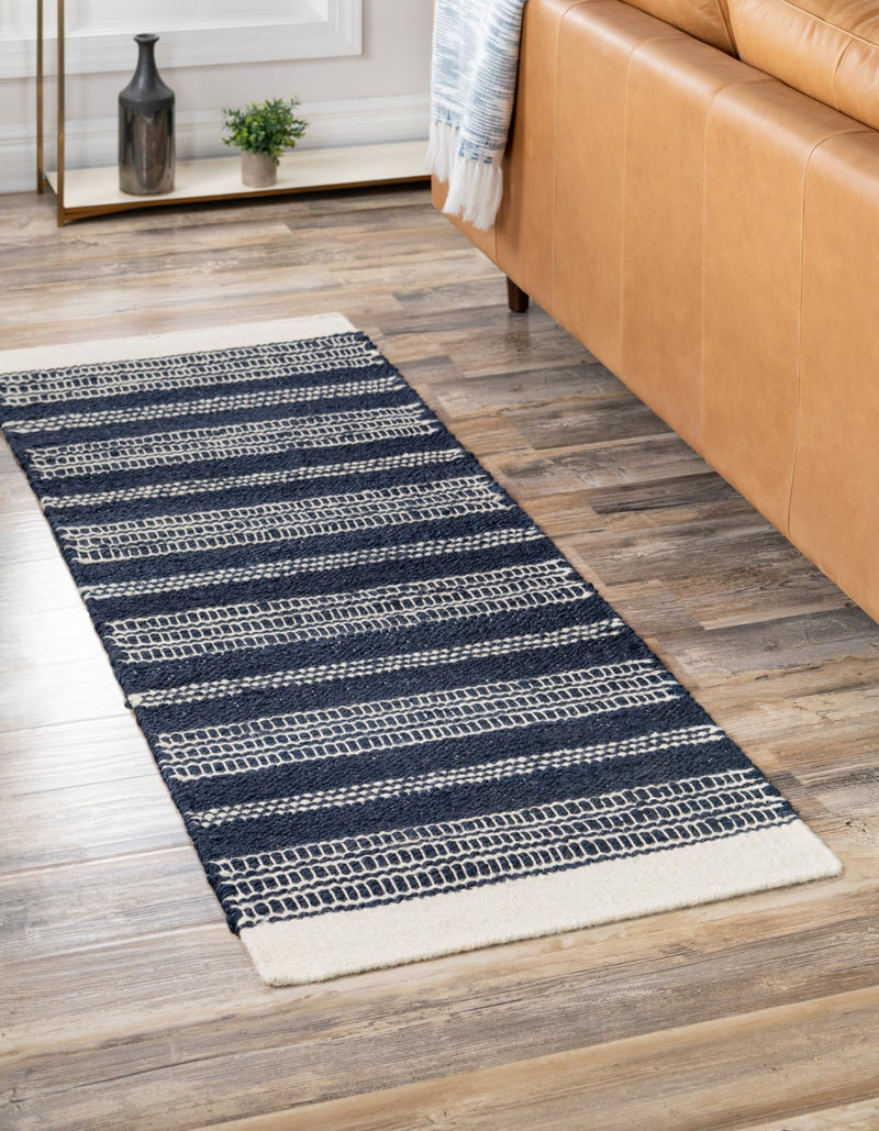 Coastal Weave Collection Area Rug - Marina Runner Navy Blue  lifestyle 35