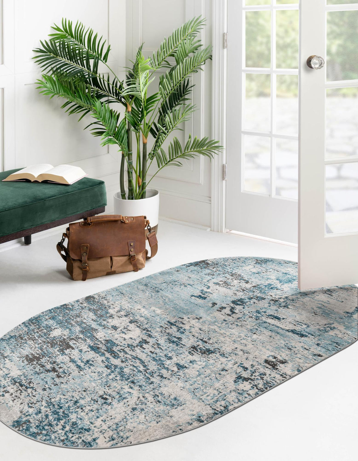 Dresden Elegance Collection Area Rug -  Pirna Oval Blue  lifestyle 93