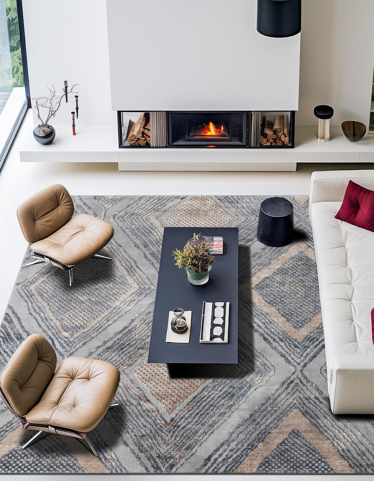 Aegean Elegance Collection Area Rug -  Rhodes Square Gray  lifestyle 42
