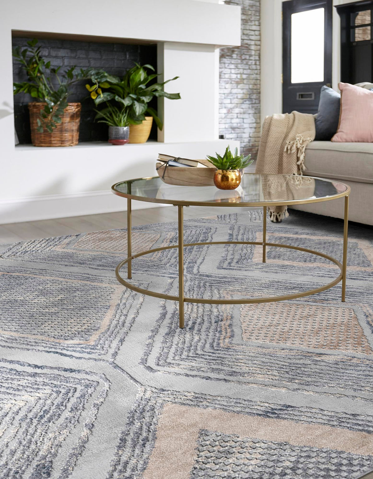 Aegean Elegance Collection Area Rug -  Rhodes Square Gray  lifestyle 56