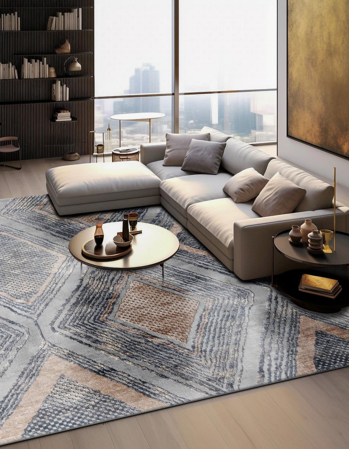 Aegean Elegance Collection Area Rug -  Rhodes Square Gray  lifestyle 63