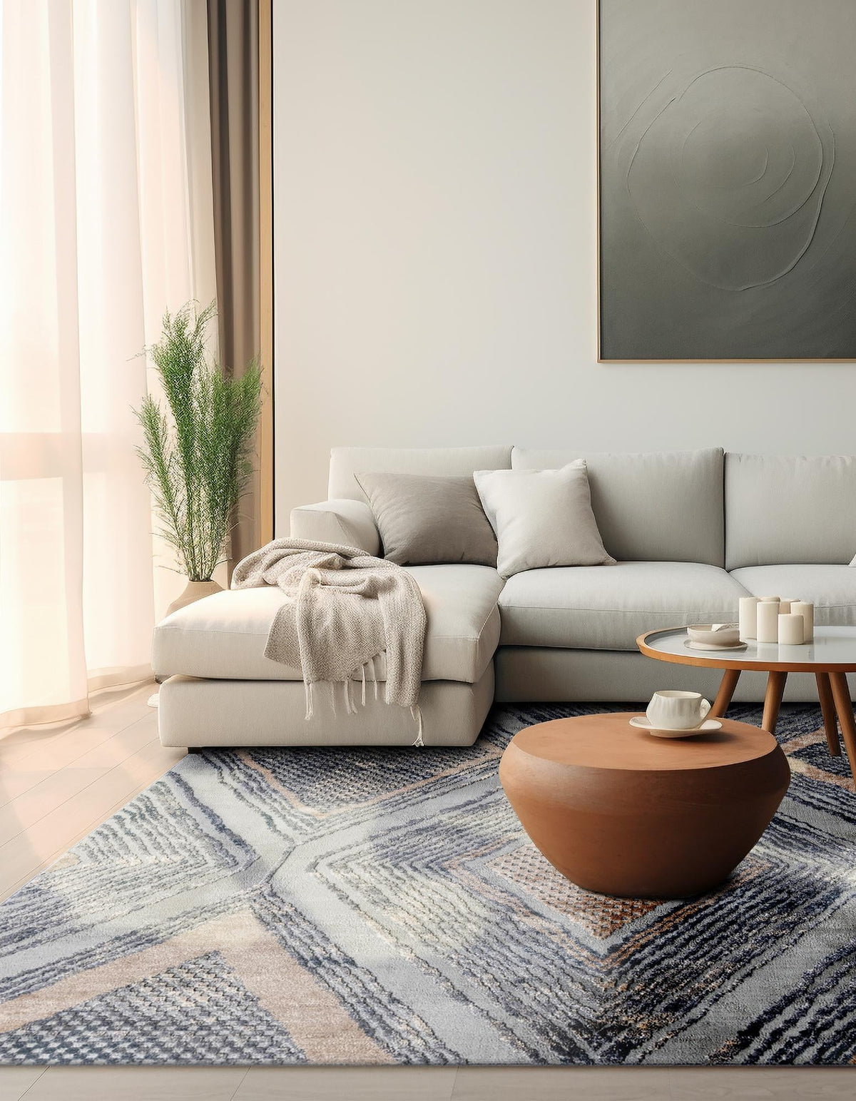 Aegean Elegance Collection Area Rug -  Rhodes Square Gray  lifestyle 68