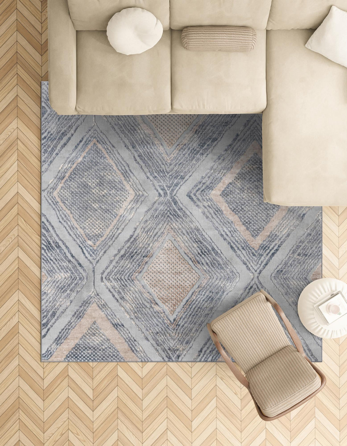 Aegean Elegance Collection Area Rug -  Rhodes Square Gray  lifestyle 125