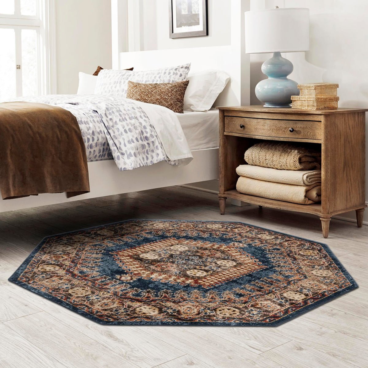 Eden Oasis Collection Area Rug -  Refuge (Blue) Octagon Blue  lifestyle 88