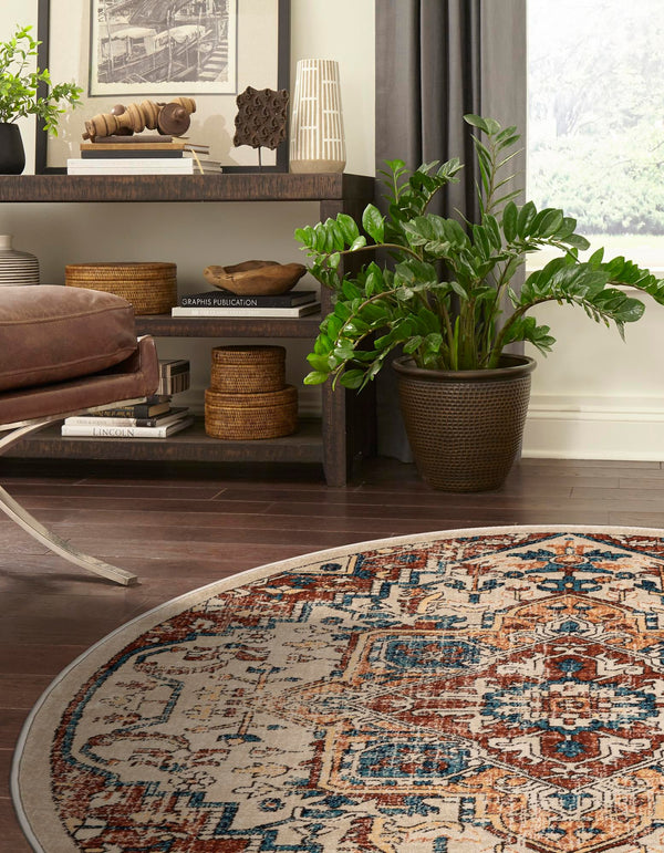 Copenhagen Dahlia Collection Area Rug -  Bispebjerg Round Beige  lifestyle 23