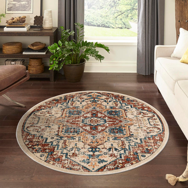Copenhagen Dahlia Collection Area Rug -  Bispebjerg Round Beige  lifestyle 55