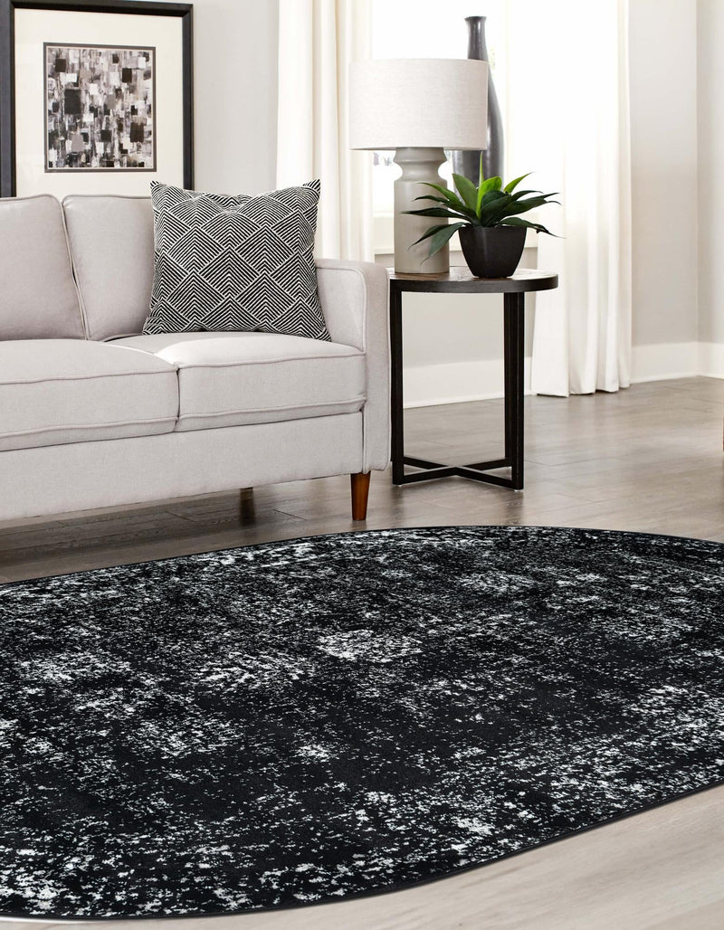 Riviera Elegance Collection Area Rug - Antibes (Black) Oval Black  lifestyle 7