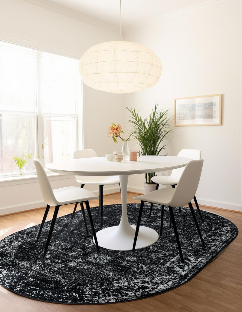 Riviera Elegance Collection Area Rug - Antibes (Black) Oval Black  lifestyle 8