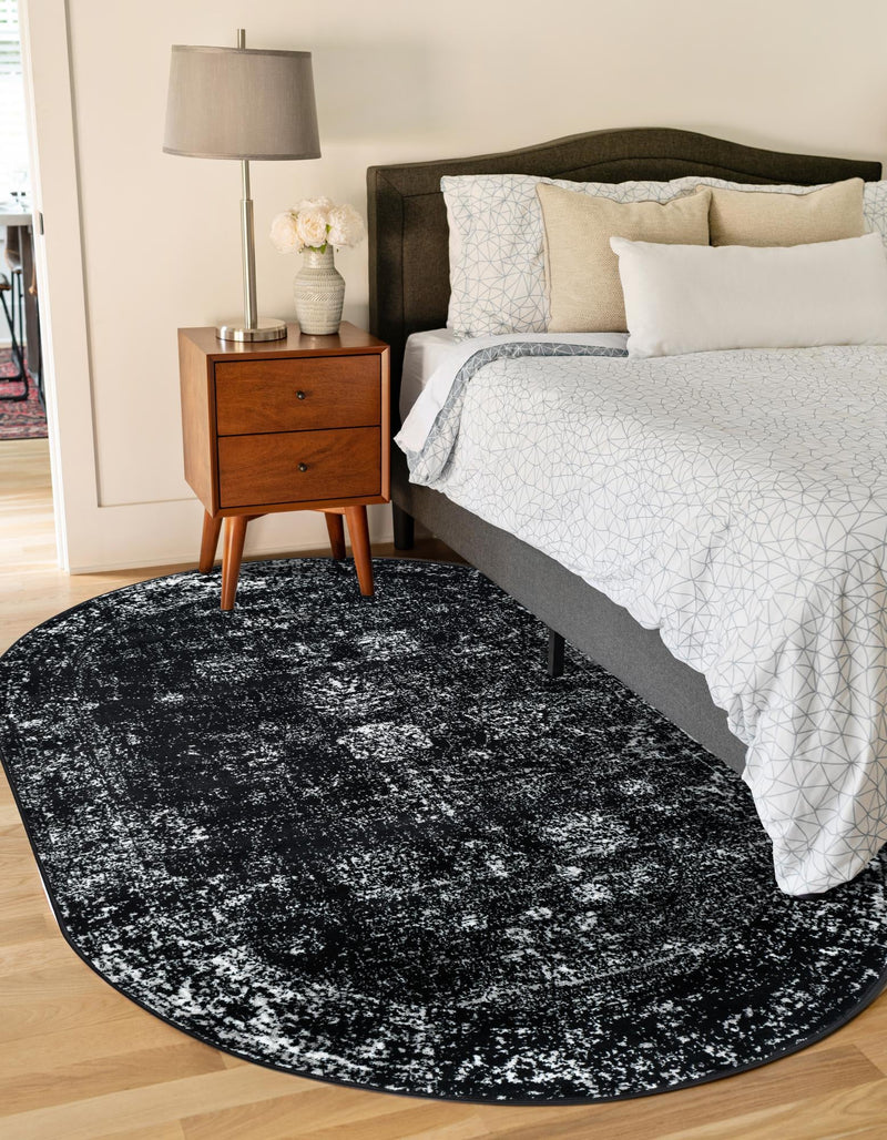Riviera Elegance Collection Area Rug - Antibes (Black) Oval Black  lifestyle 9