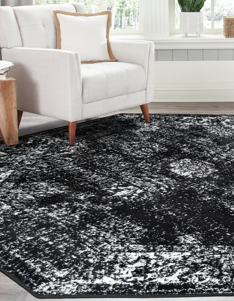 Riviera Elegance Collection Area Rug - Antibes (Black) Octagon Black  lifestyle 8
