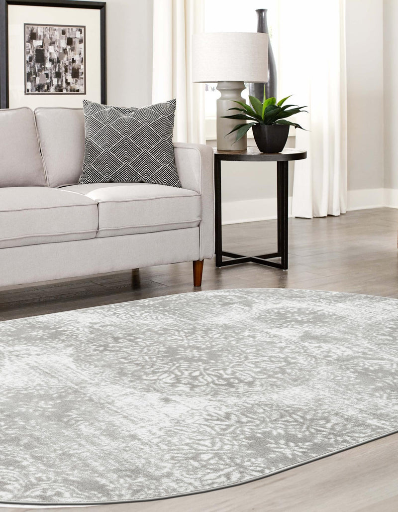 Riviera Elegance Collection Area Rug -  Monaco (Light Gray) Oval Light Gray  lifestyle 9