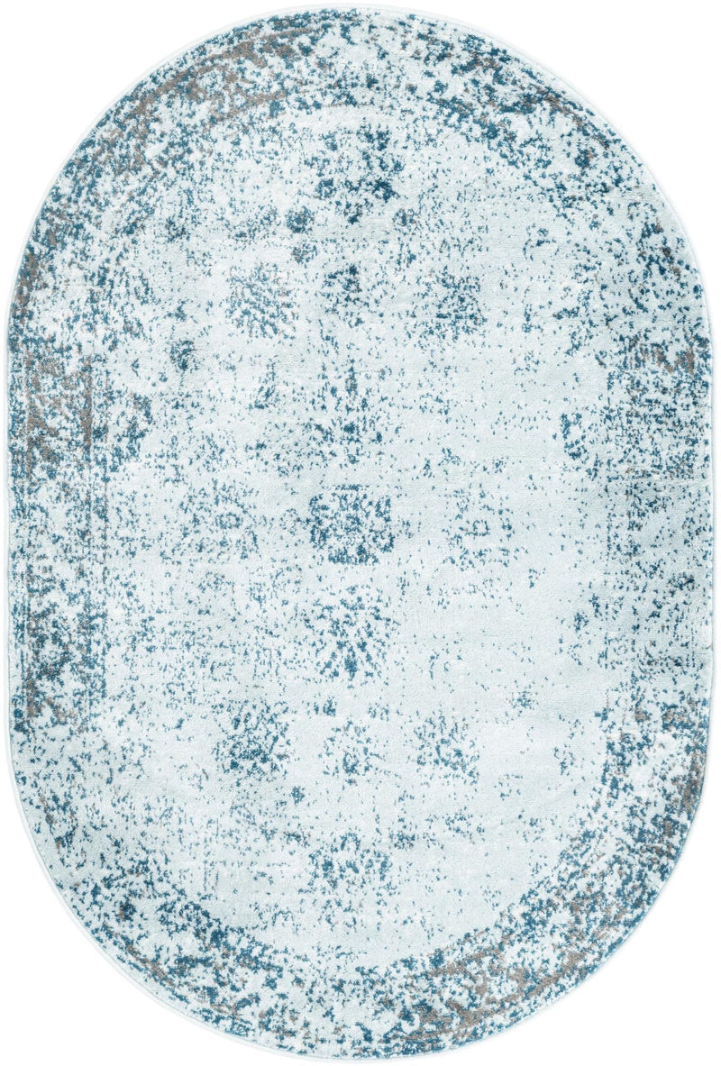 Riviera Elegance Collection Area Rug - Antibes (Light Blue) Oval Light Blue Main