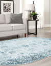 Riviera Elegance Collection Area Rug - Antibes (Light Blue) Oval Light Blue  lifestyle 7