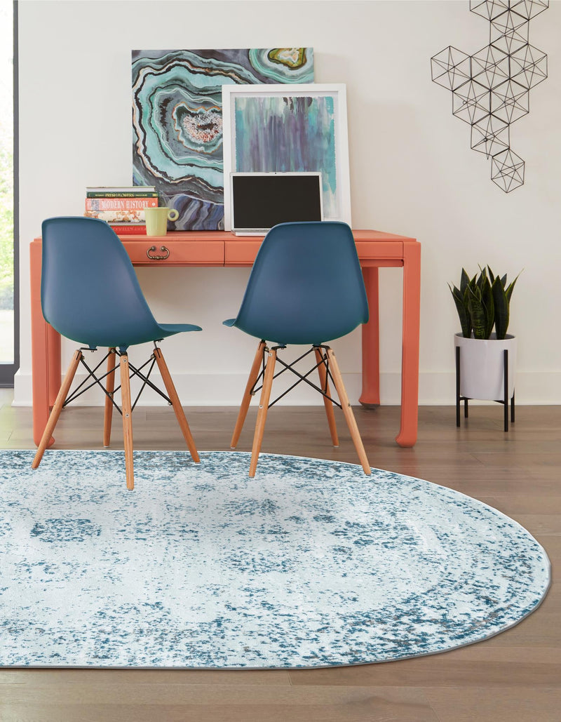 Riviera Elegance Collection Area Rug - Antibes (Light Blue) Oval Light Blue  lifestyle 12