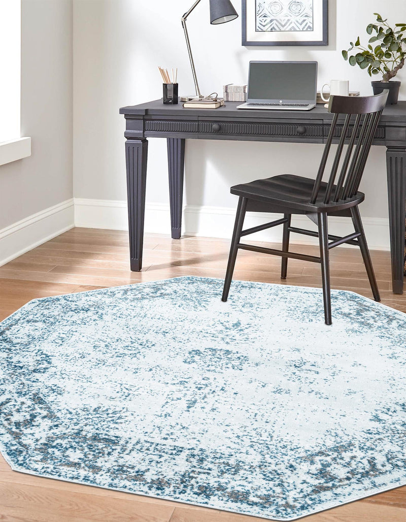Riviera Elegance Collection Area Rug - Antibes (Light Blue) Octagon Light Blue  lifestyle 5