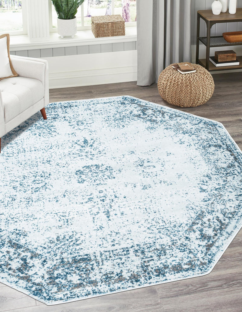 Riviera Elegance Collection Area Rug - Antibes (Light Blue) Octagon Light Blue  lifestyle 10