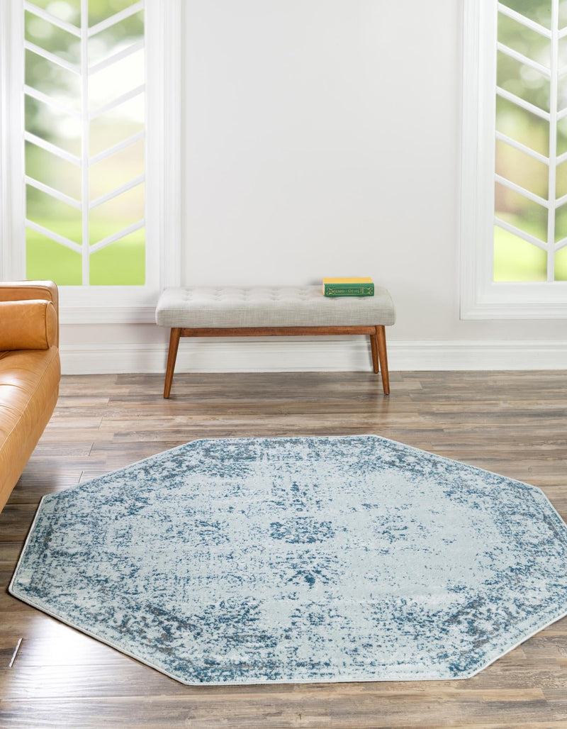 Riviera Elegance Collection Area Rug - Antibes (Light Blue) Octagon Light Blue  lifestyle 11