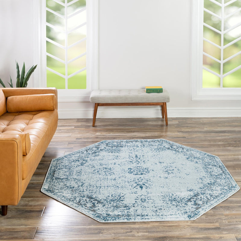 Riviera Elegance Collection Area Rug - Antibes (Light Blue) Octagon Light Blue  lifestyle 26